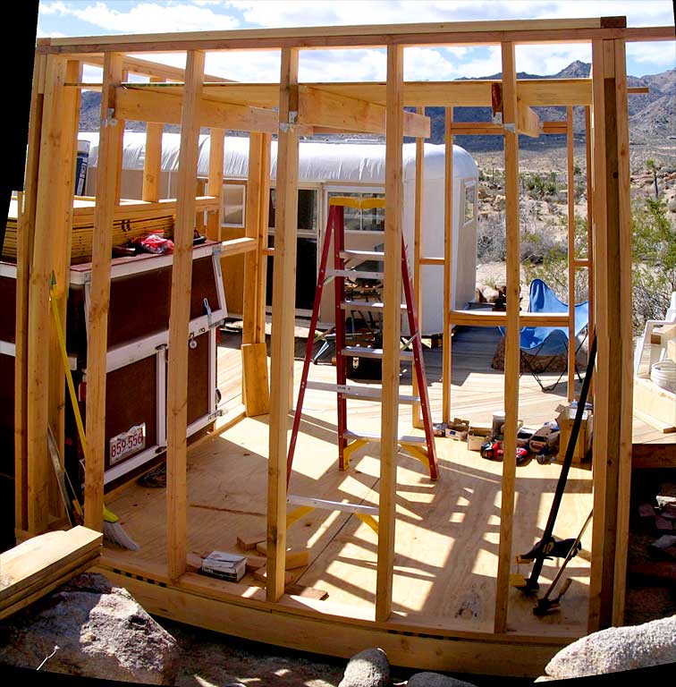 Framing of the shed from the rear