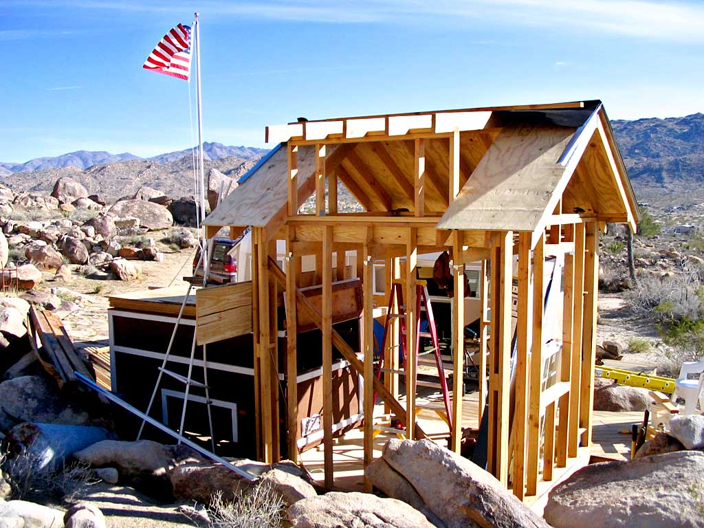 Sheething the rear side roofs