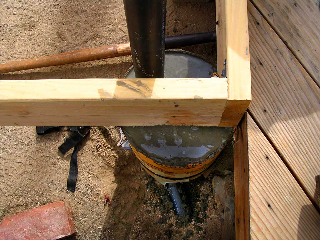 The sono tube is filled with concrete.