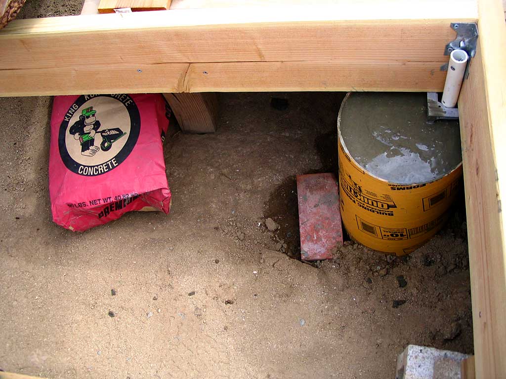 The sono tube is filled with concrete.