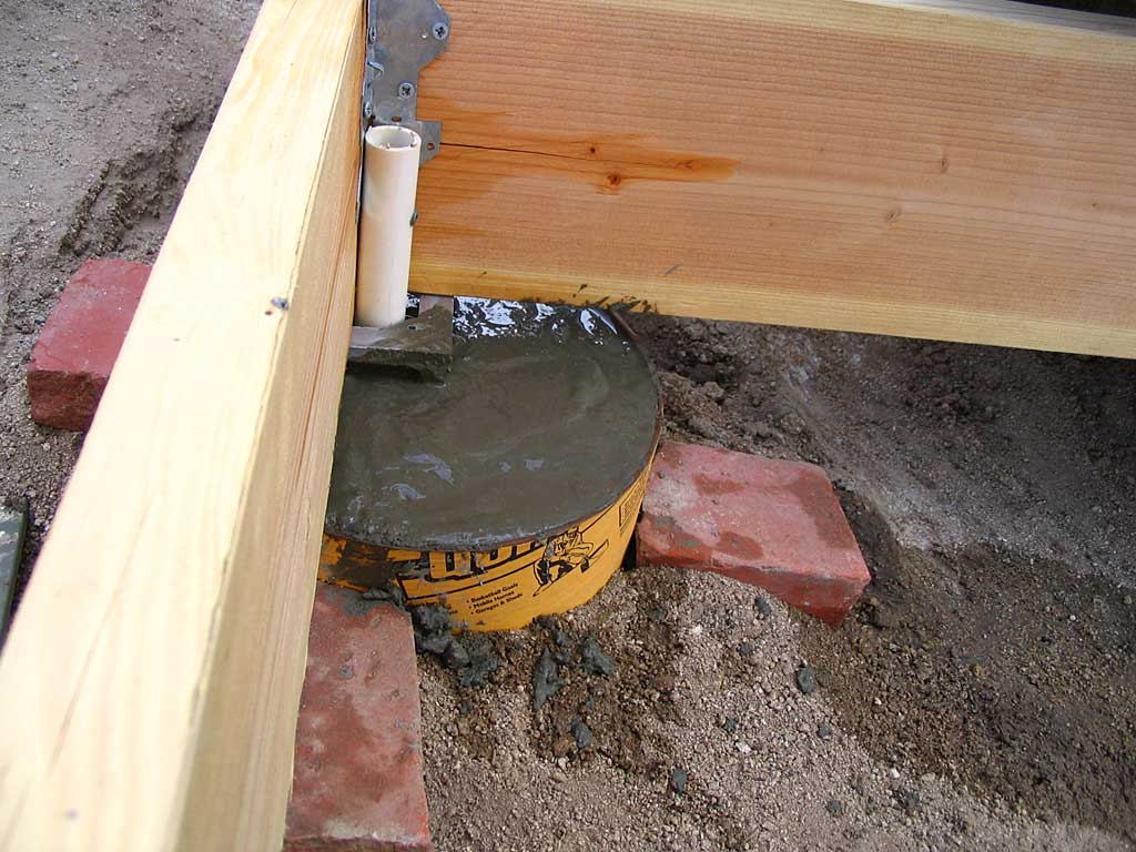 The sono tube is filled with concrete.