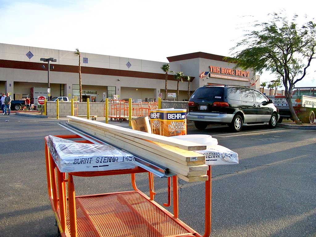 Getting more supplies at Home Depot in Rancho Mirage