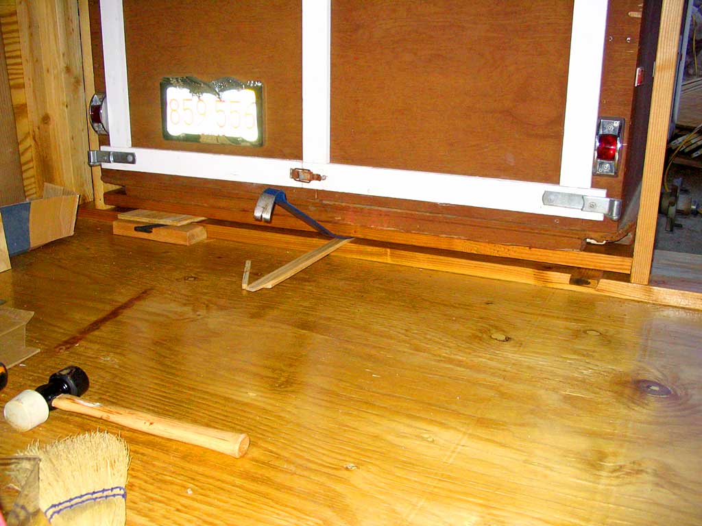 This sill is wedged tight up against the box trailer