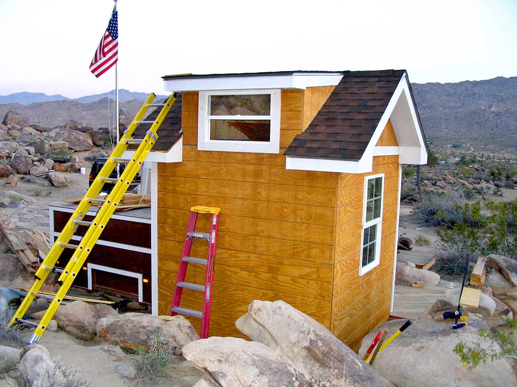 The dormer window trim is installed