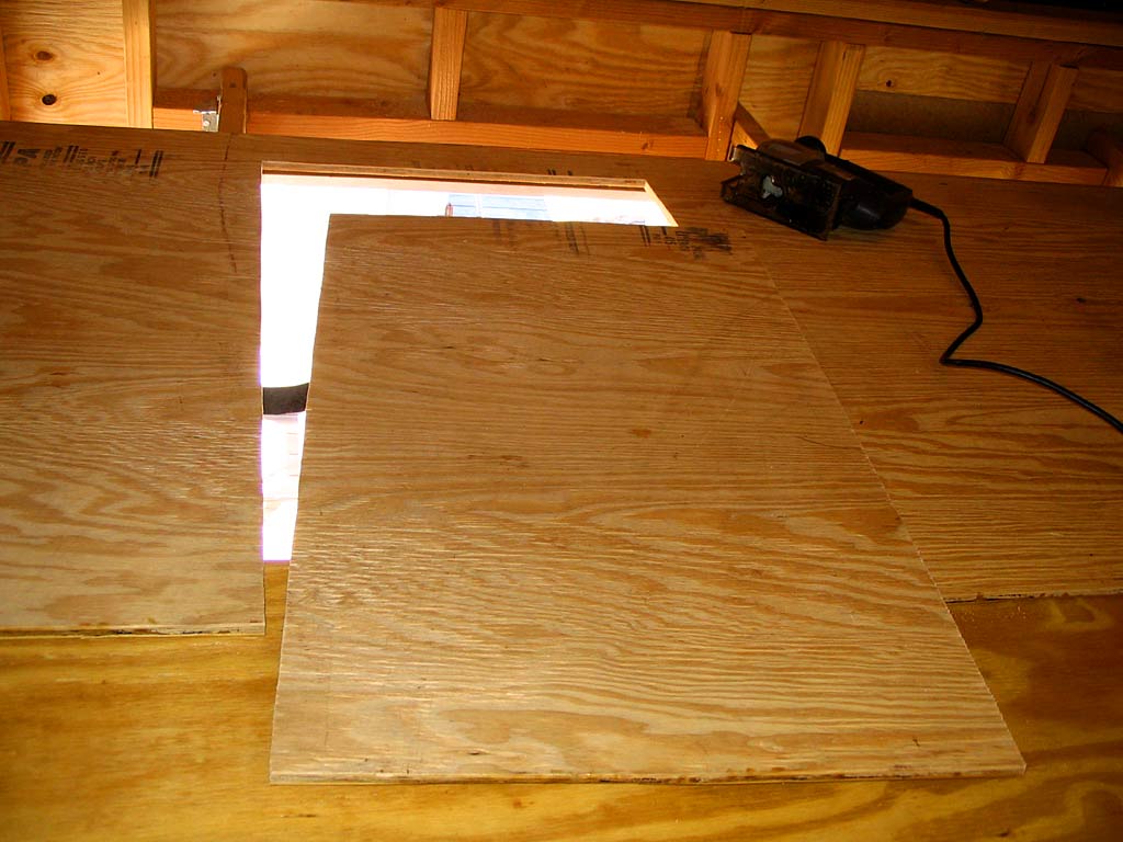 Cutting the dormer door from the dormer wall-to-be