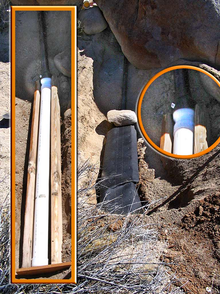 Laying the drainage field for the urinal