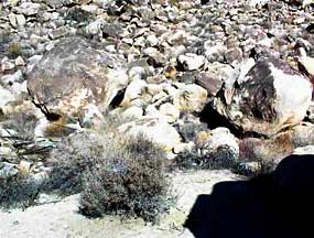 November 2001: The boulders that will enclose the shed platform