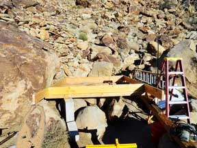 The outside Frame is assembled on top of temporary 4x4 supports