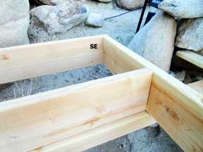 The southeast corner of the shed platform frame