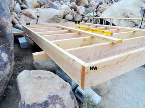 The shed platform frame is assembled