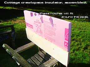 The cottage crawlspace insulating block, inside view