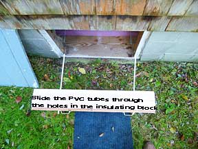 Installing the cottage crawlspace insulating block