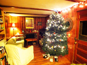 Livingroom, outside door and propane floor furnace