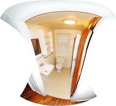 Toilet, sink and shower