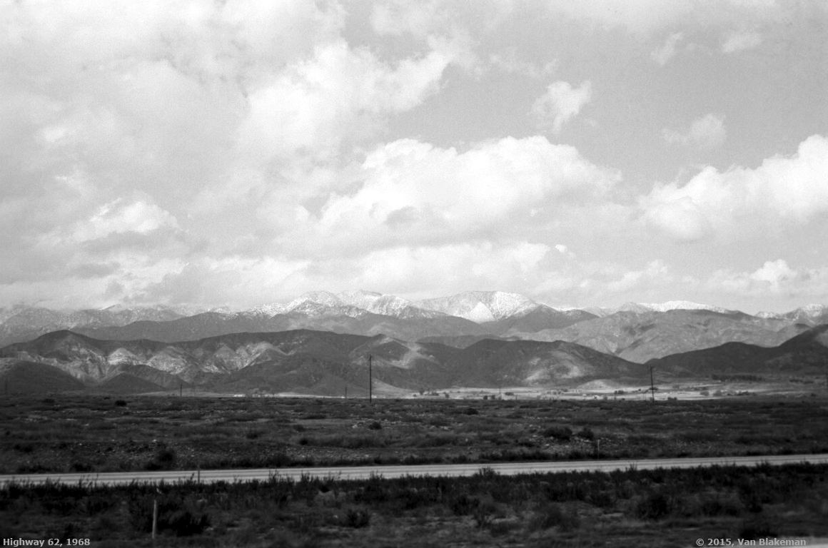 Approaching the high desert on Hwy 62. Towards Joshua Tree, CA. March