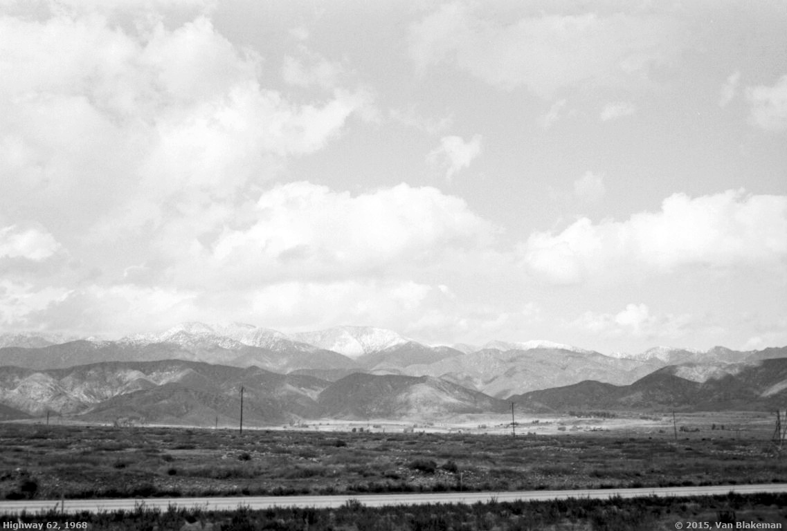 Approaching the high desert on Hwy 62. Towards Joshua Tree, CA. March